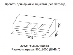 Кровать одинарная с ящиками (Без матраца 0,9*2,0) в Чебаркуле - chebarkul.magazin-mebel74.ru | фото