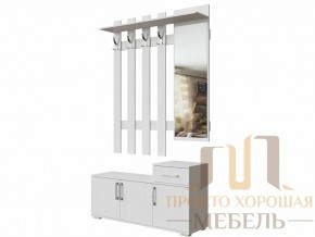 Вешалка с зеркалом 1,0 м №3 Ясень Анкор светлый в Чебаркуле - chebarkul.magazin-mebel74.ru | фото